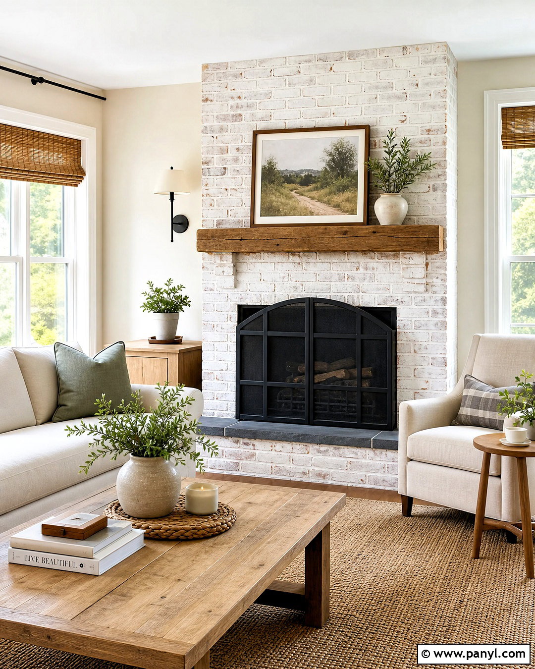 Whitewashed Red Brick Fireplace - 20 red brick fireplace makeover ideas