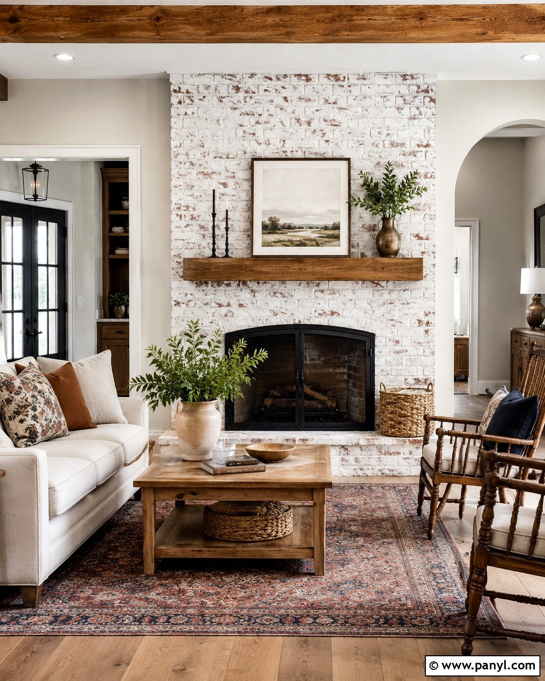 Whitewashed Red Brick Fireplace - 20 Brick Fireplace Coloring Ideas