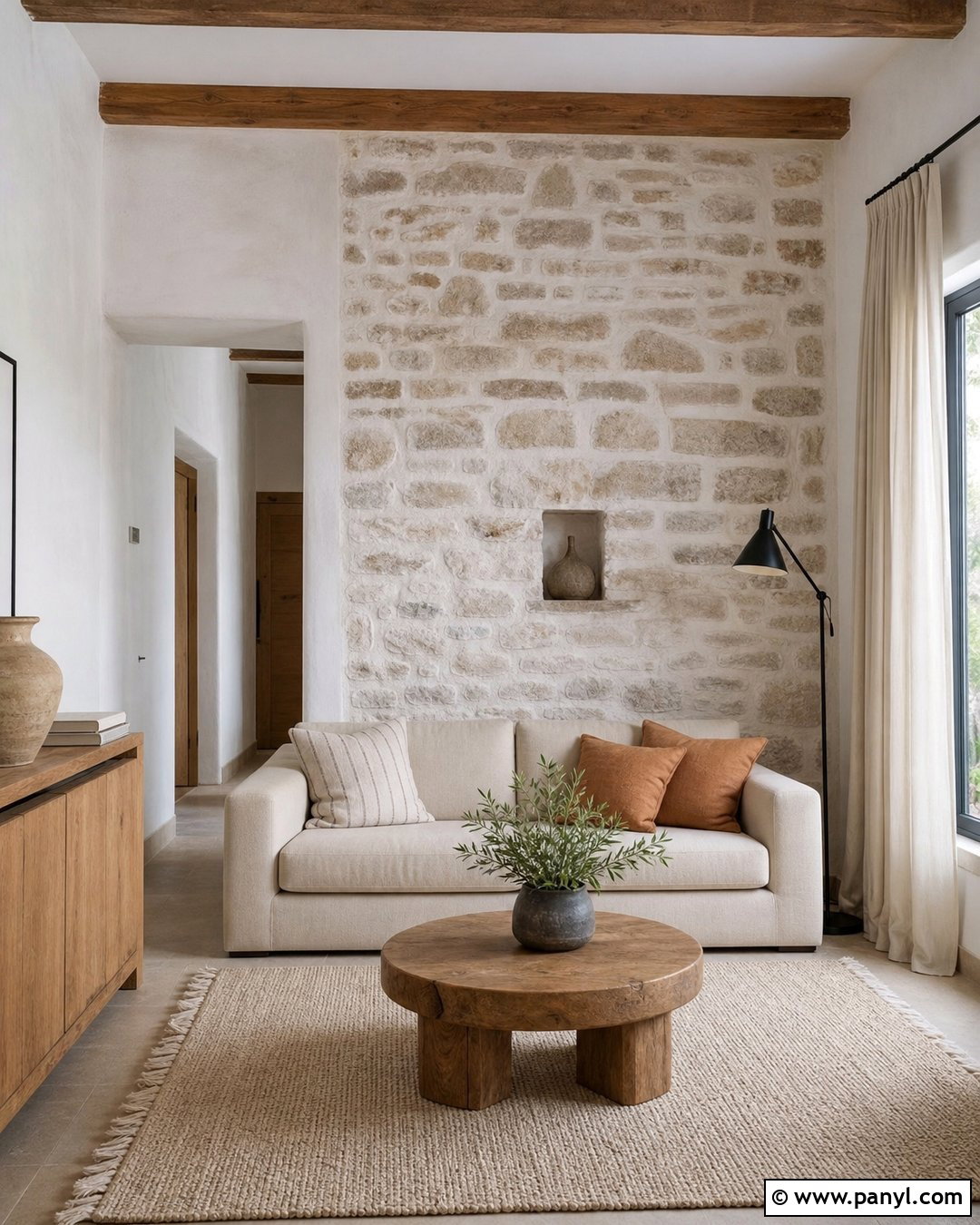 Whitewashed Stone Accent Wall - 25 Small Room Accent Wall Ideas