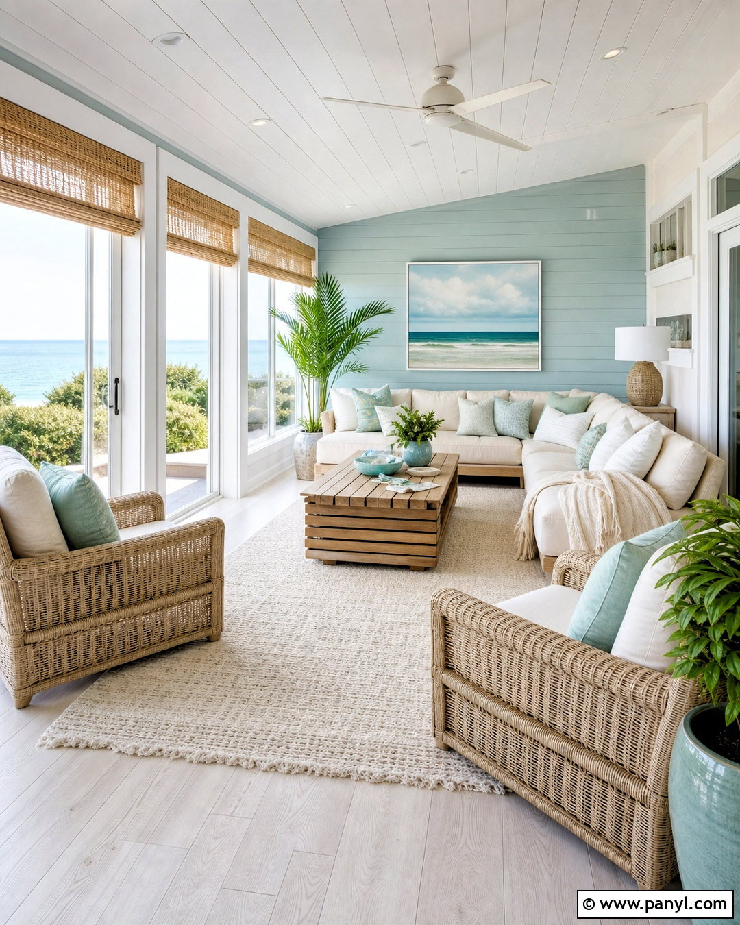 Whitewashed Wood And Aqua Blue - 20 wood colour combination ideas