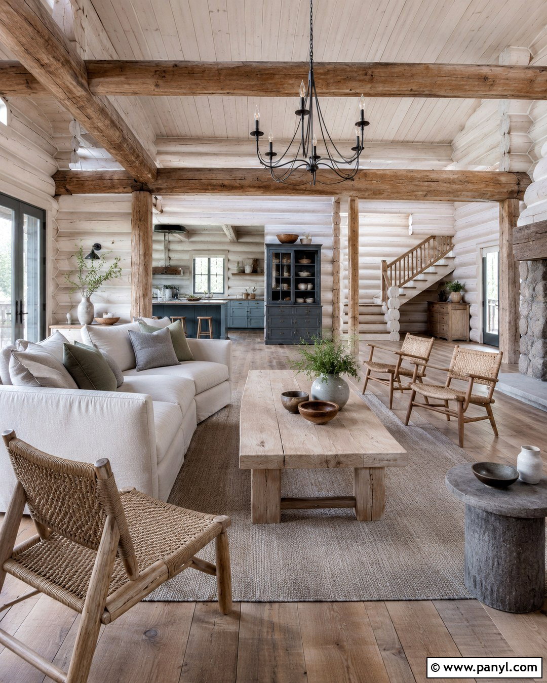 Whitewashed Wood Log Cabin Interior - 20 Log Cabin Interior Colors
