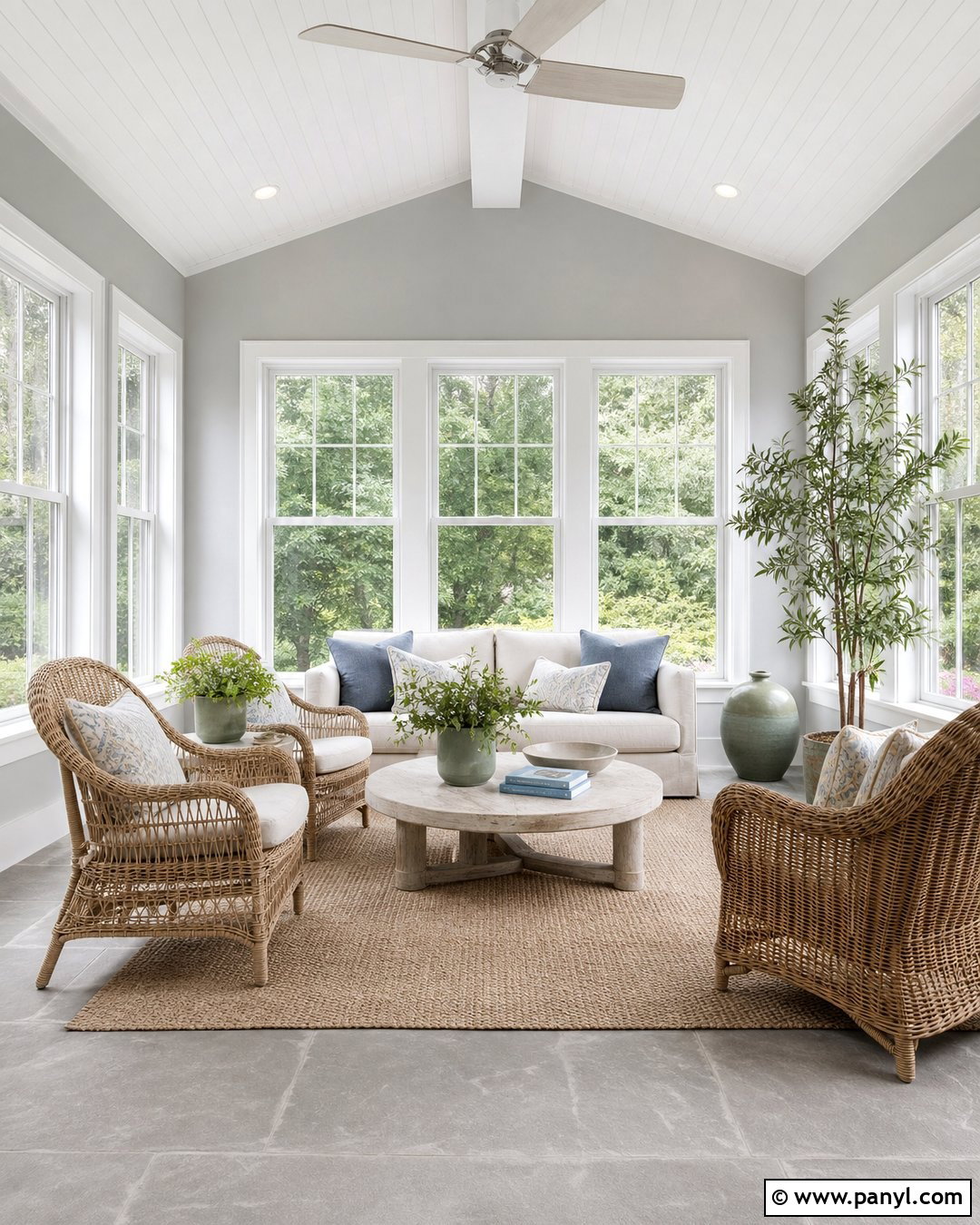 Wickham Gray Sunroom - 20 Popular Gray Wall Colors