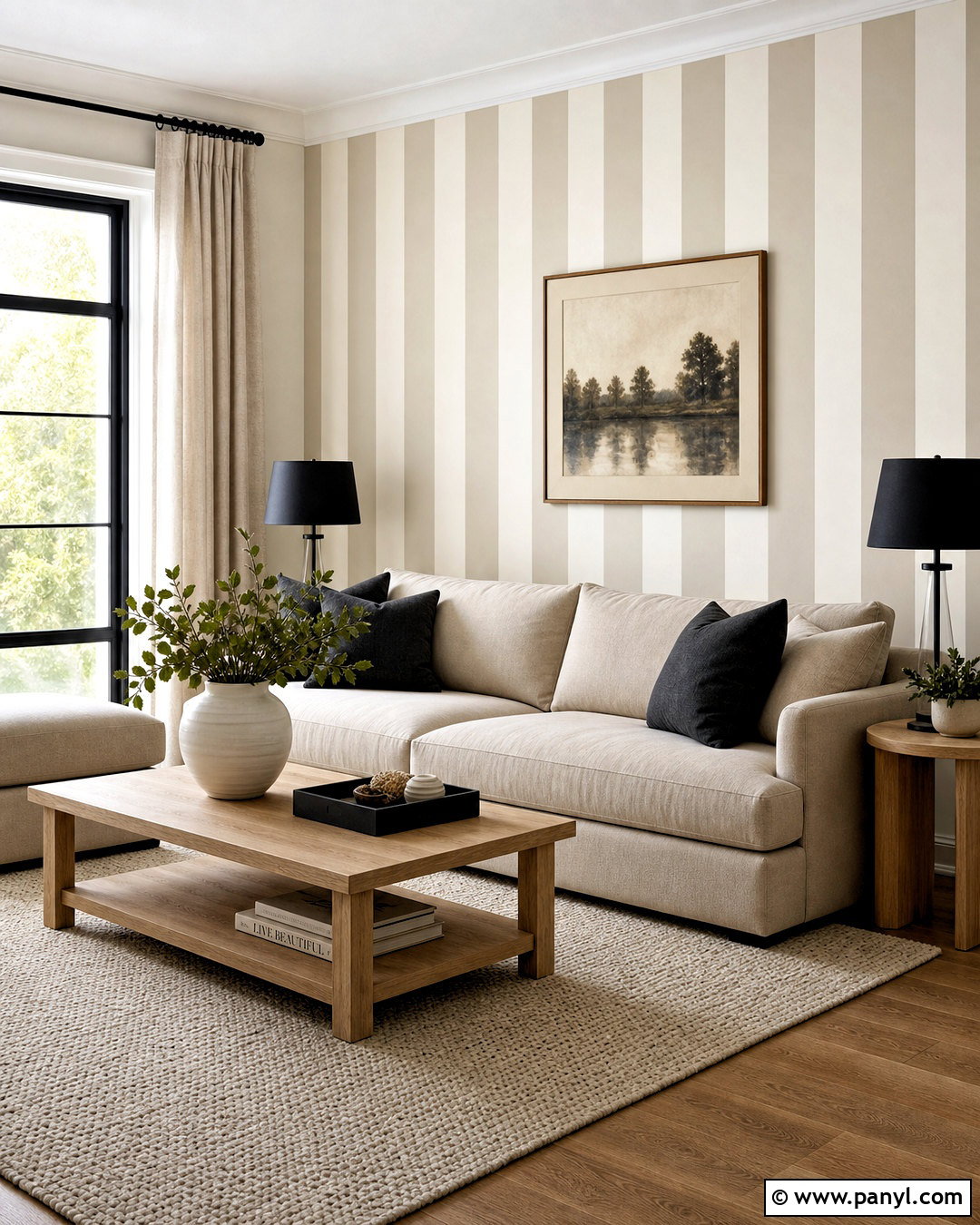 Wide Neutral Vertical Stripes - 20 stripe paint ideas for walls