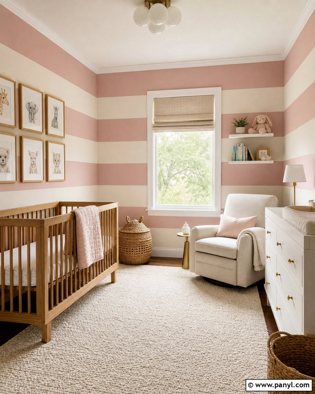 Wide Pink And White Striped Nursery - 30 Pink And White Striped Walls