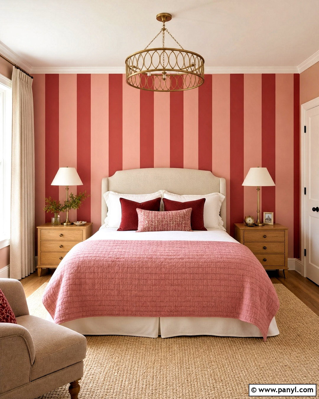 Wide Pink and Red Striped Wallpaper Bedroom - 20 pink and red stripes wallpaper ideas