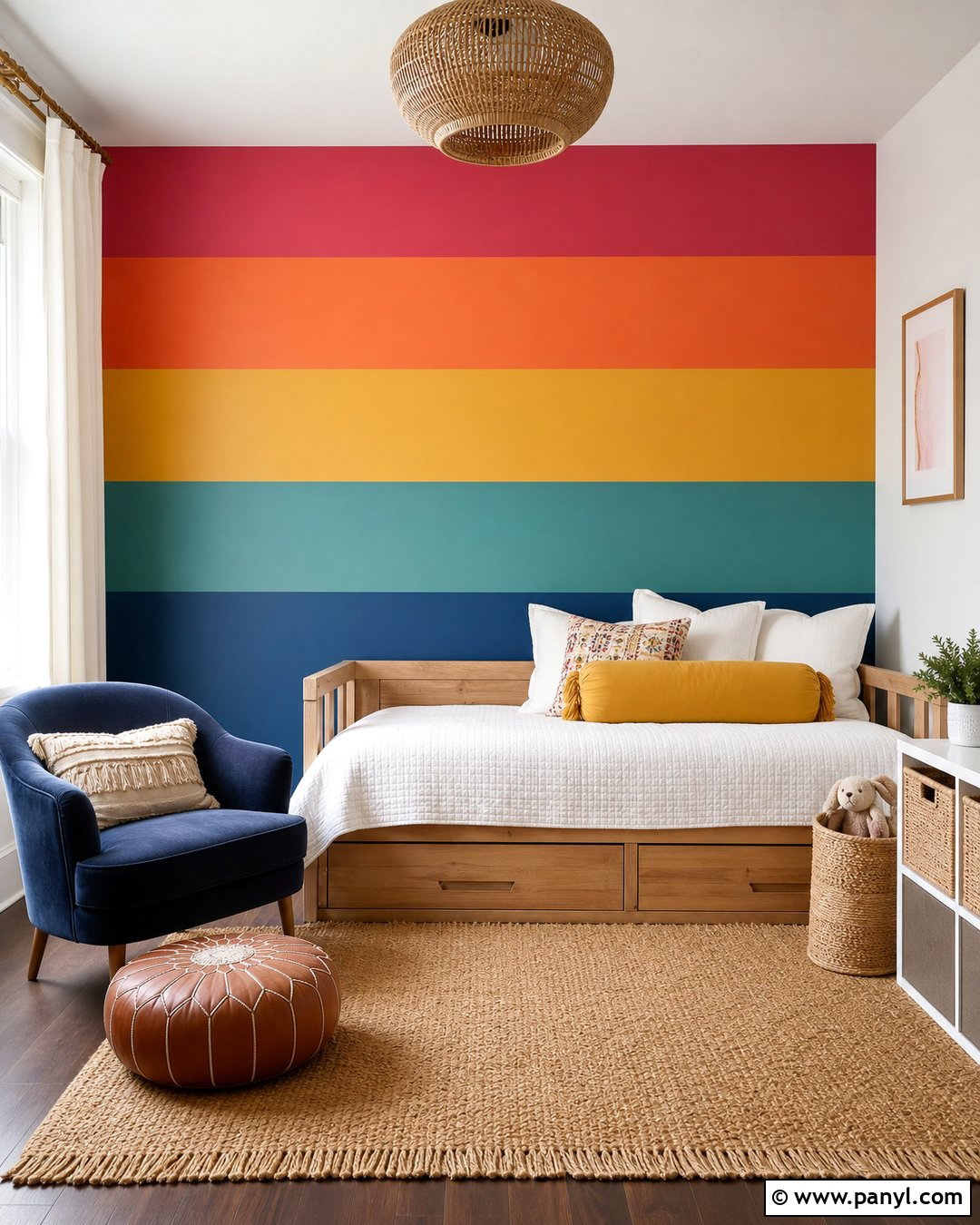 Wide Rainbow Stripe Wall - 30 Rainbow Stripe Wall Ideas