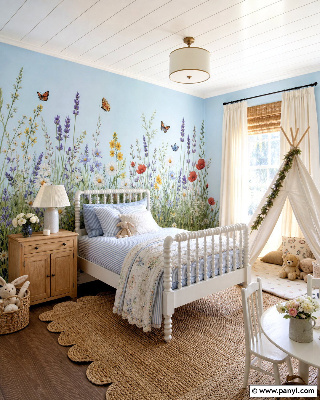 Wildflower Meadow Floral Wall Decals For Kids Bedroom - 20 floral wall decals