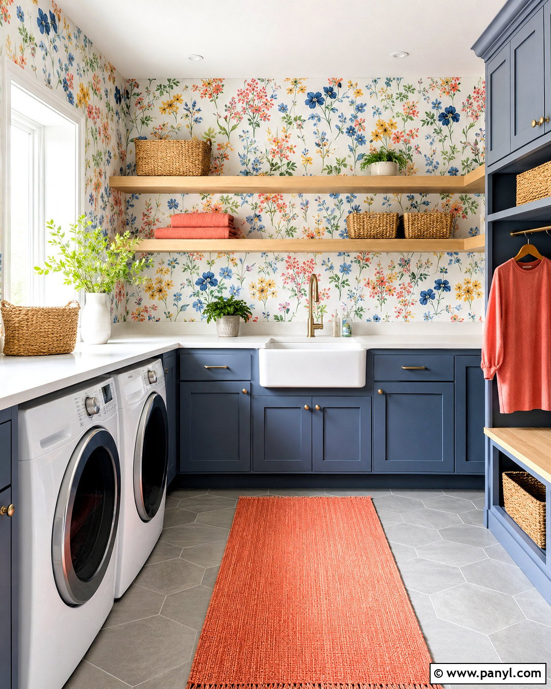 Wildflower Wallpaper Laundry Room - 20 modern floral wallpaper ideas