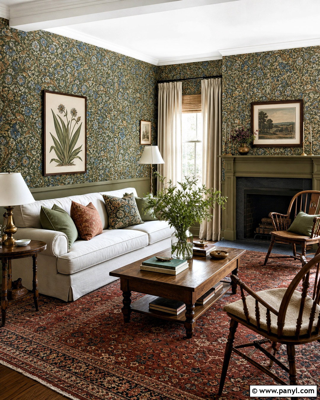 William Morris Floral Wallpaper - 20 floral wallpaper living room ideas