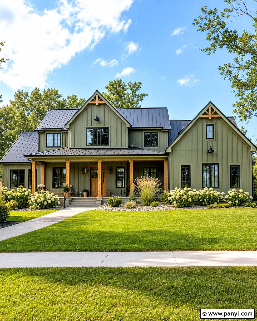 Willow Tree Farmhouse Exterior With Black Windows - 20 willow tree sherwin williams ideas