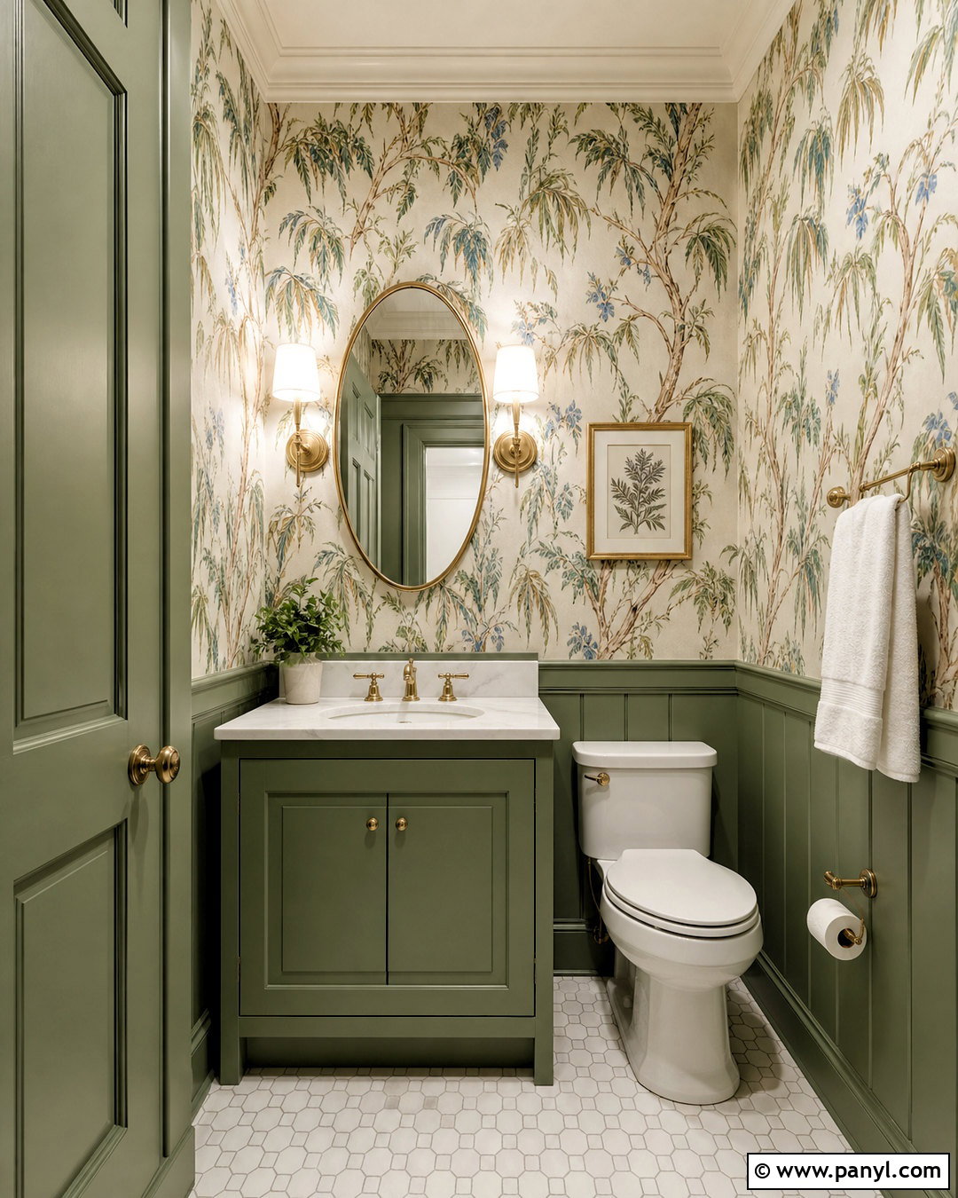 Willow Tree Powder Room With Floral Wallpaper - 20 willow tree sherwin williams ideas