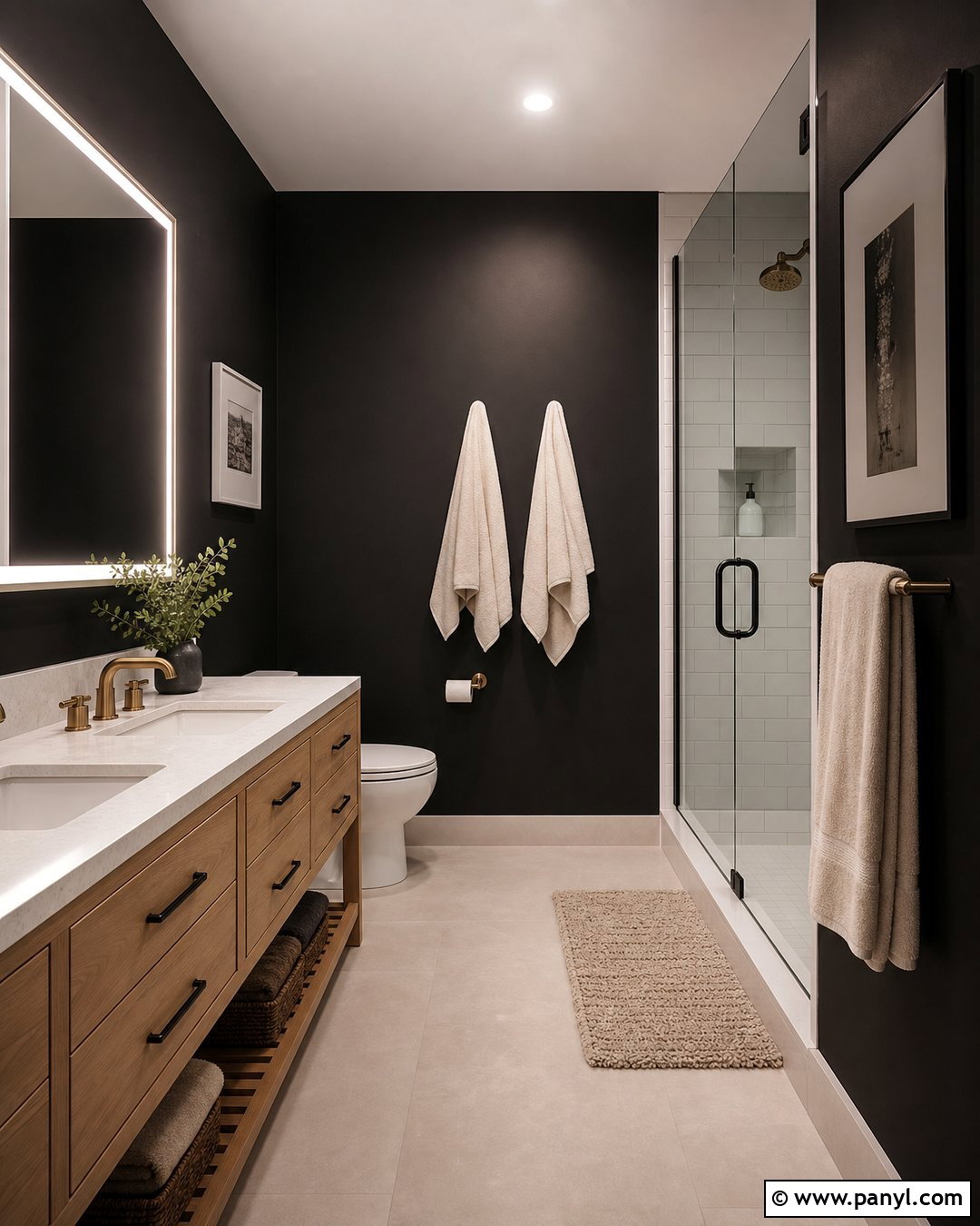 Windowless Bathroom With Black Walls - 35 black bathroom walls
