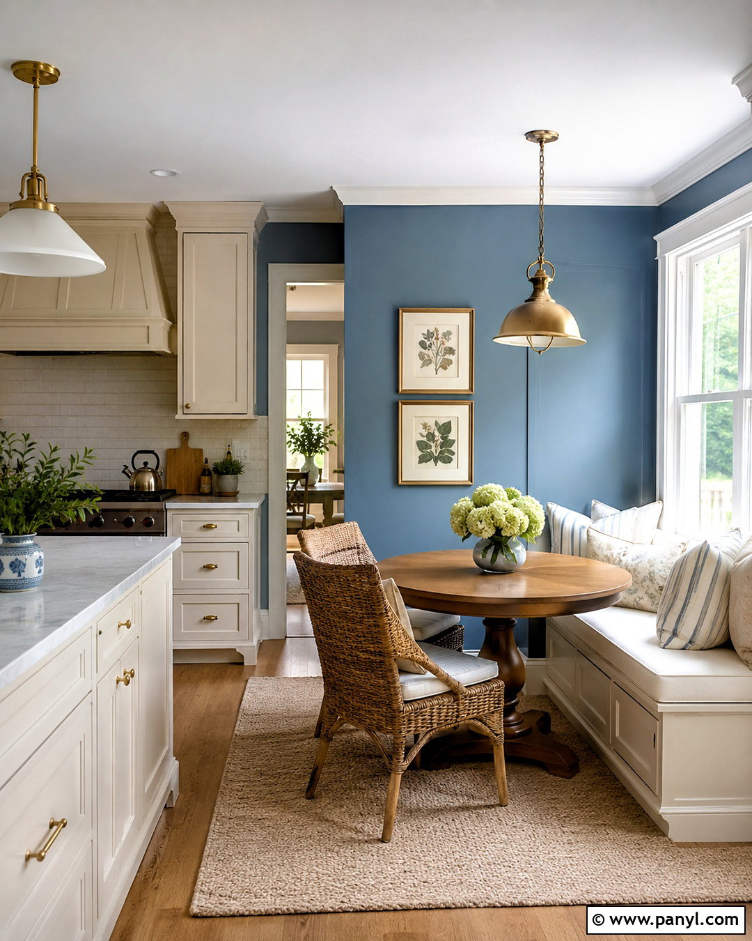 Windy Blue Kitchen Walls With A Breakfast Nook - 20 Windy Blue Kitchen Walls