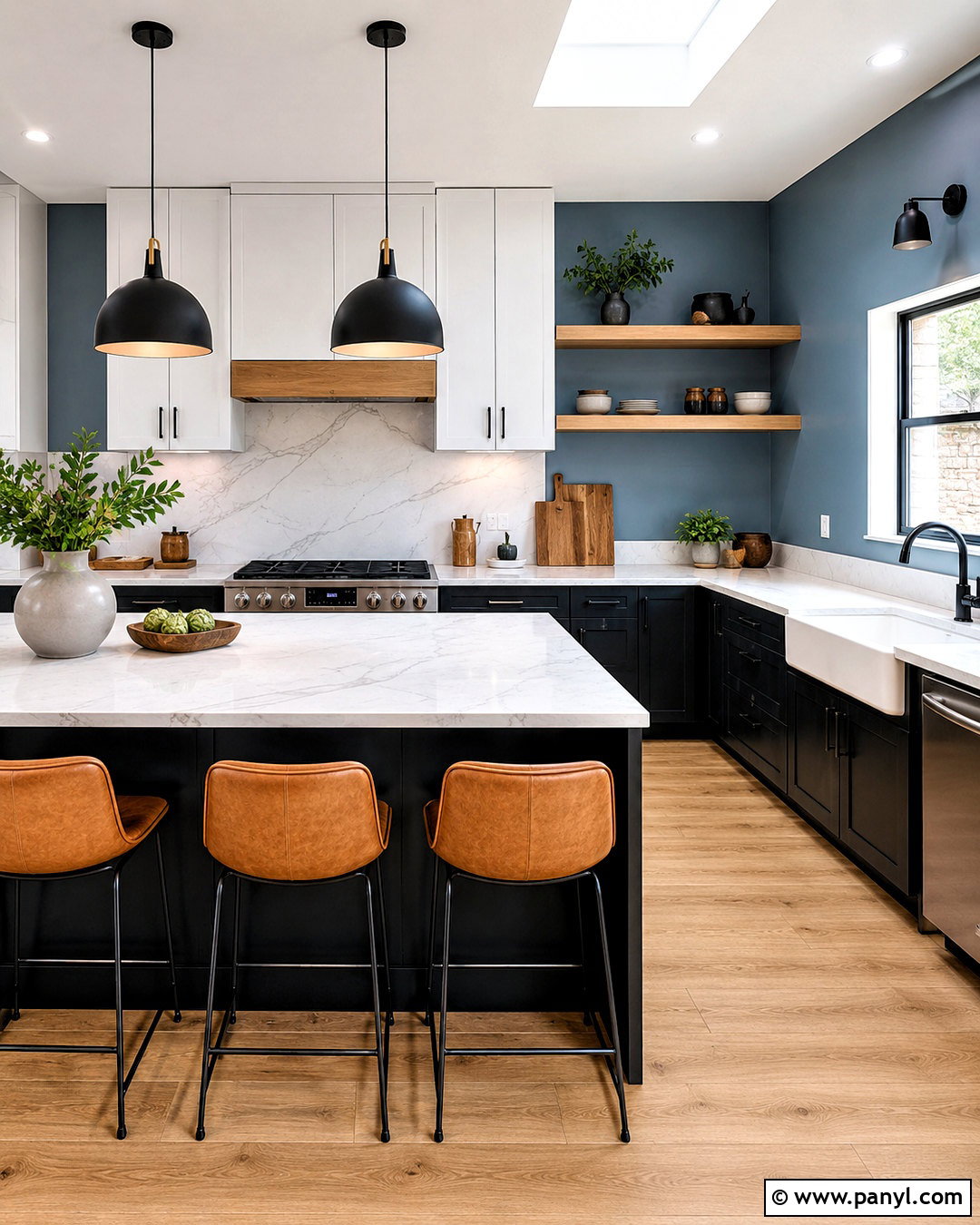 Windy Blue Kitchen Walls With Black Cabinets - 20 Windy Blue Kitchen Walls