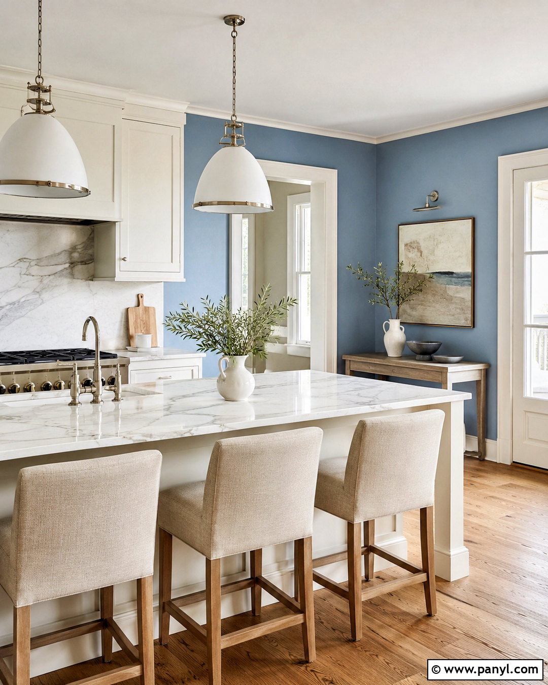 Windy Blue Kitchen Walls With Marble Counters - 20 Windy Blue Kitchen Walls