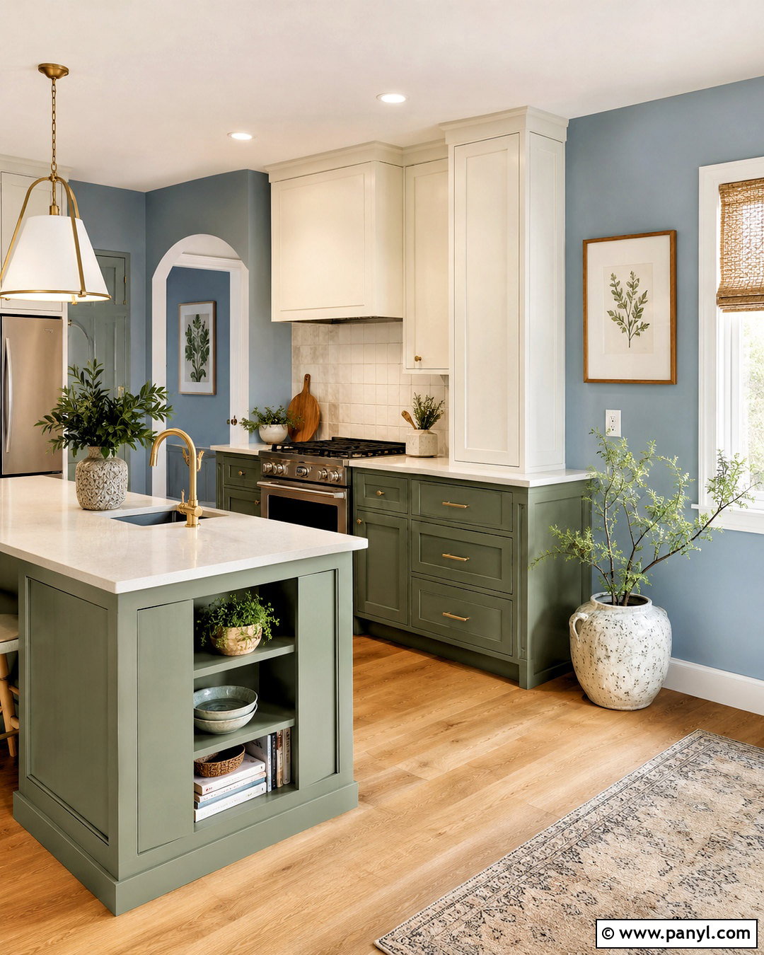 Windy Blue Kitchen Walls With Sage Green Cabinets - 20 Windy Blue Kitchen Walls
