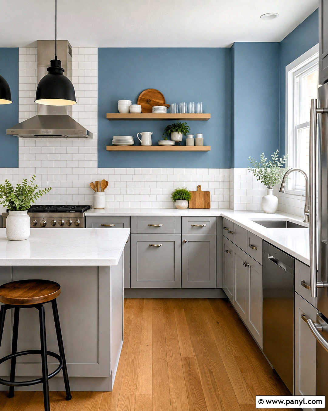 Windy Blue Kitchen Walls With Subway Tile - 20 Windy Blue Kitchen Walls