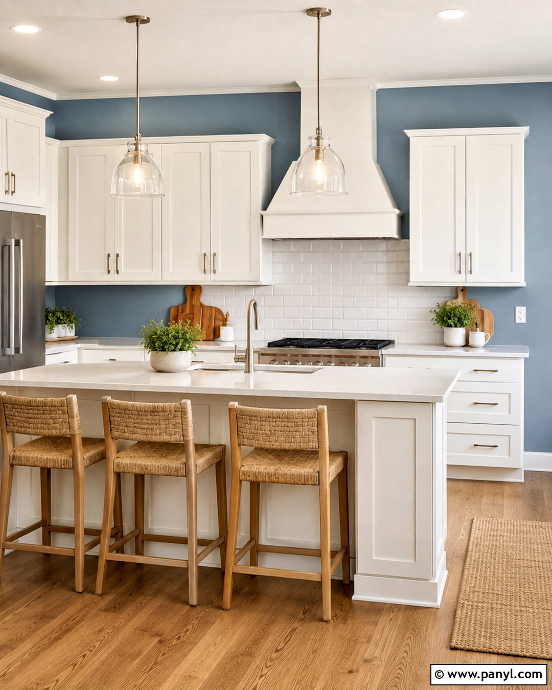 Windy Blue Kitchen Walls With White Cabinets - 20 Windy Blue Kitchen Walls