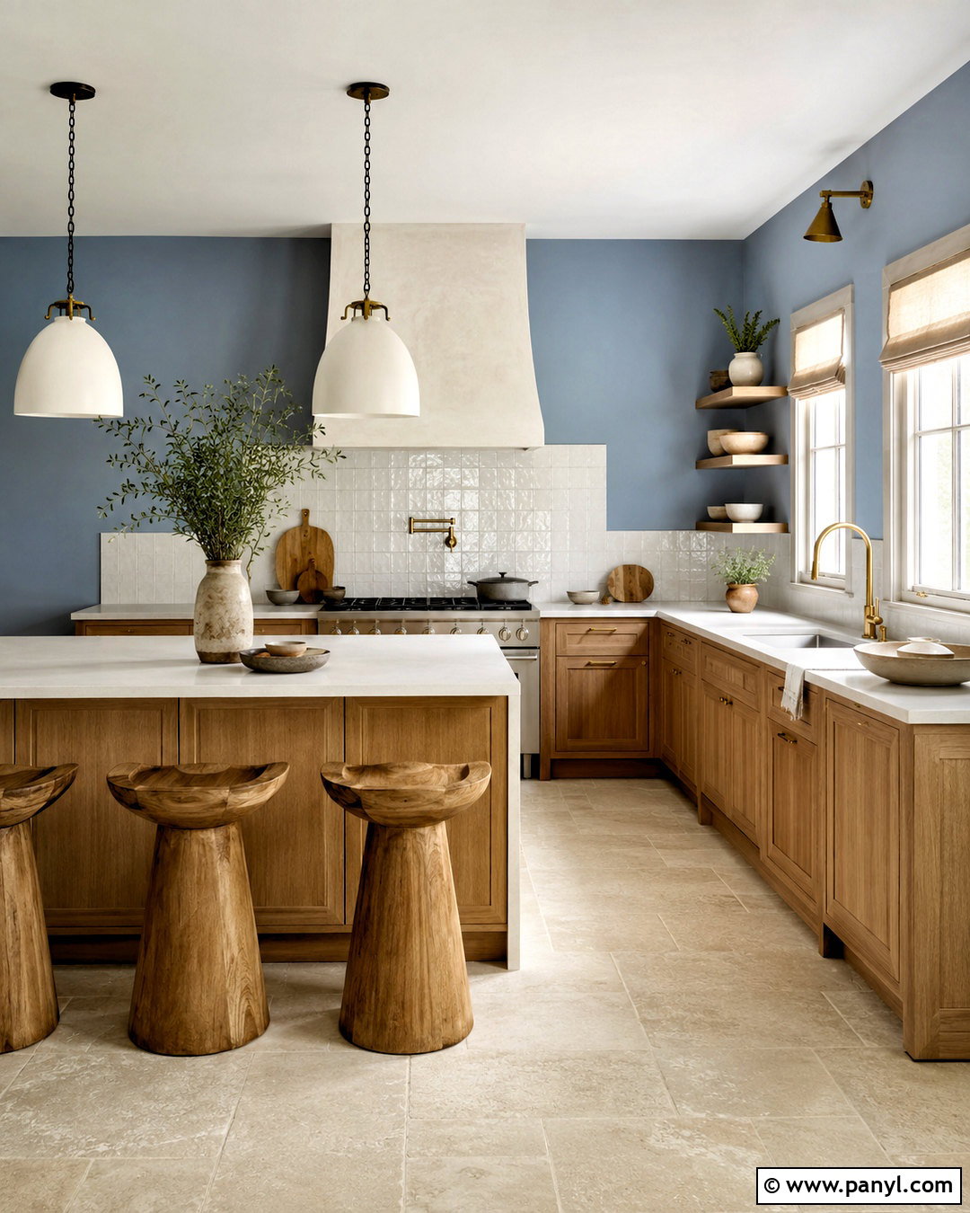 Windy Blue Kitchen Walls With Zellige Tile - 20 Windy Blue Kitchen Walls