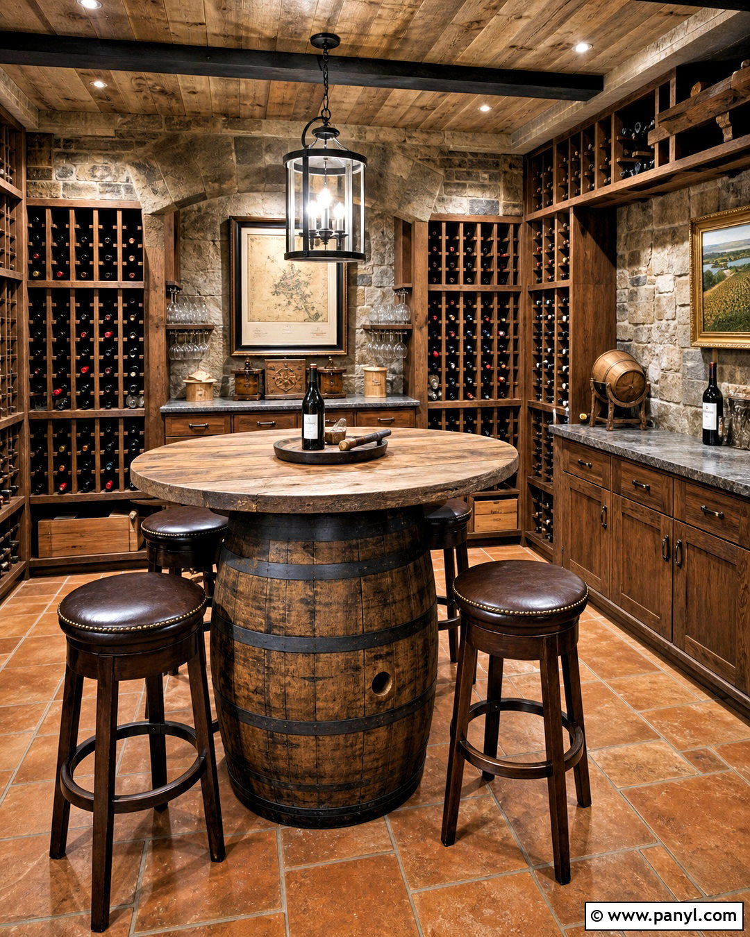 Wine Cellar With Barrel Table - 20 wine cellar basement rustic ideas