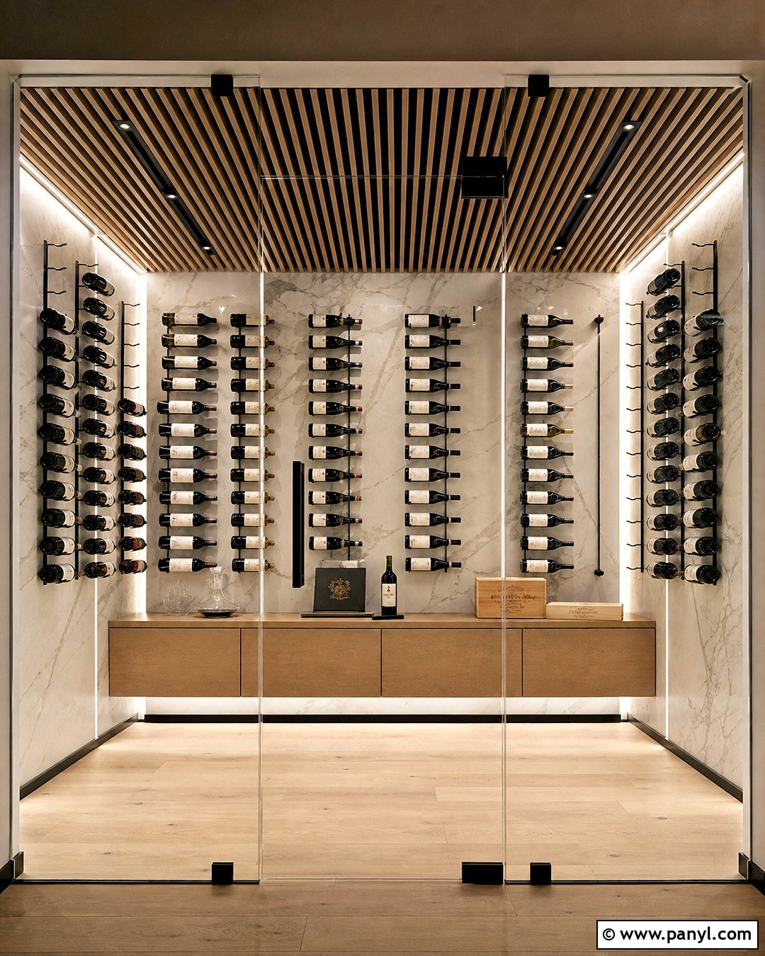 Wine Cellar With Floating Racks - 20 high end custom residential wine cellars