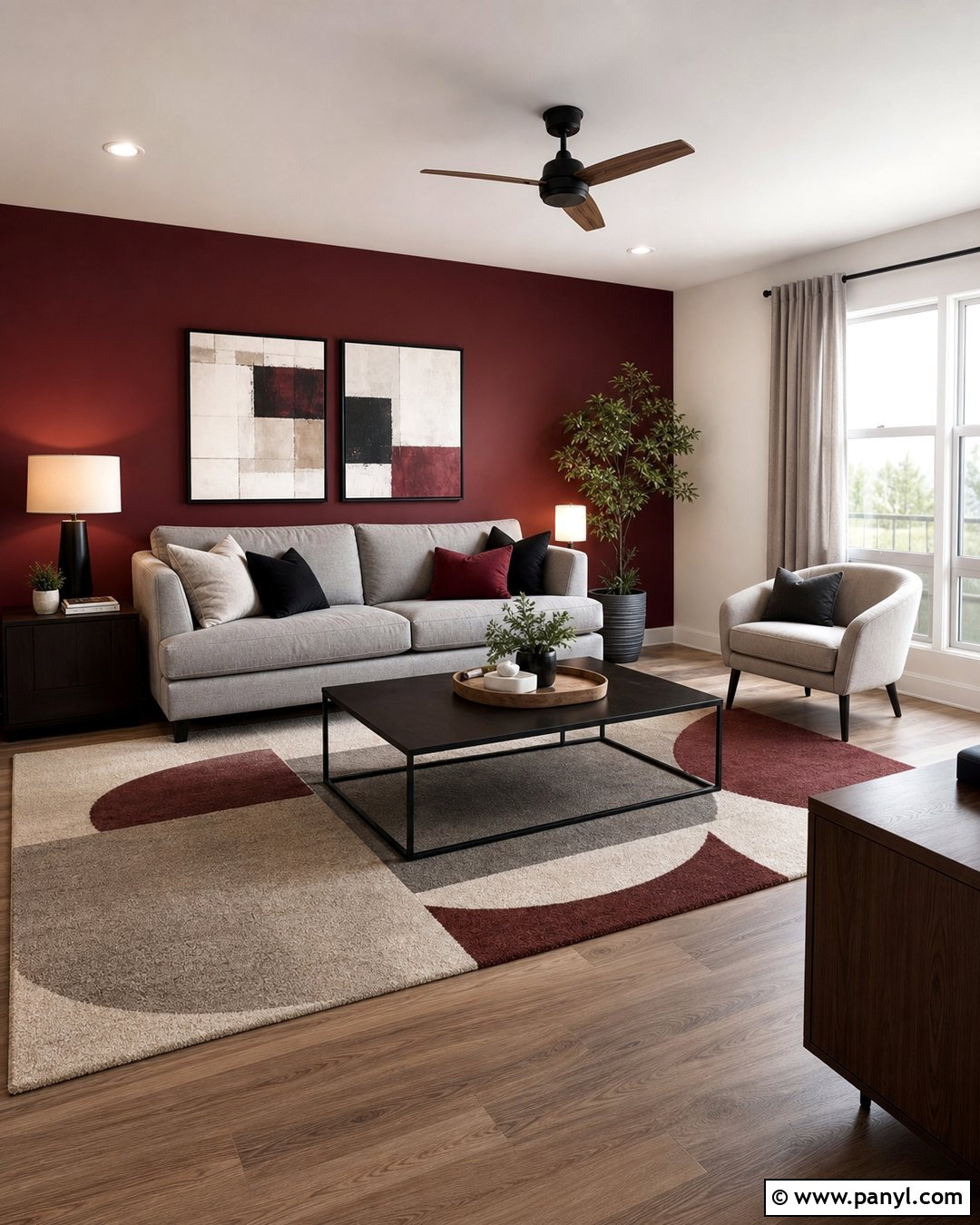 Wine Red Accent Wall Living Room - 25 Wine Red Walls