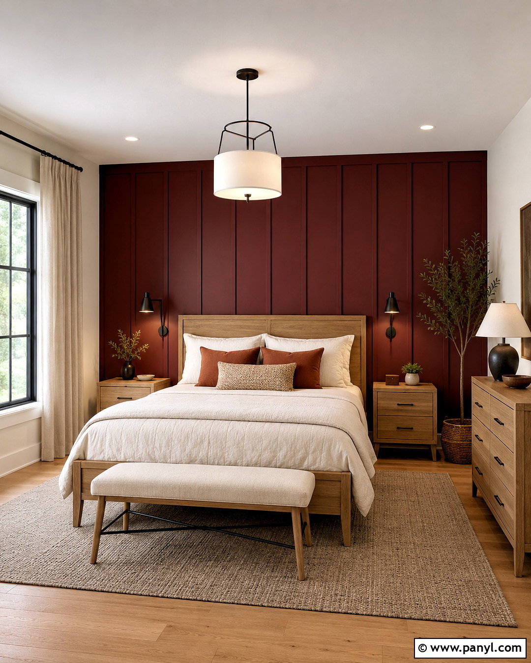 Wine Red Board And Batten Accent Wall - 20 Wine Red Accent Wall Ideas