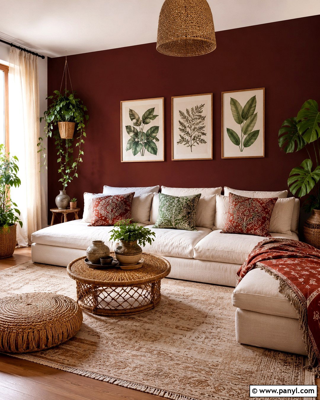 Wine Red Boho Accent Wall - 20 Wine Red Accent Wall Ideas