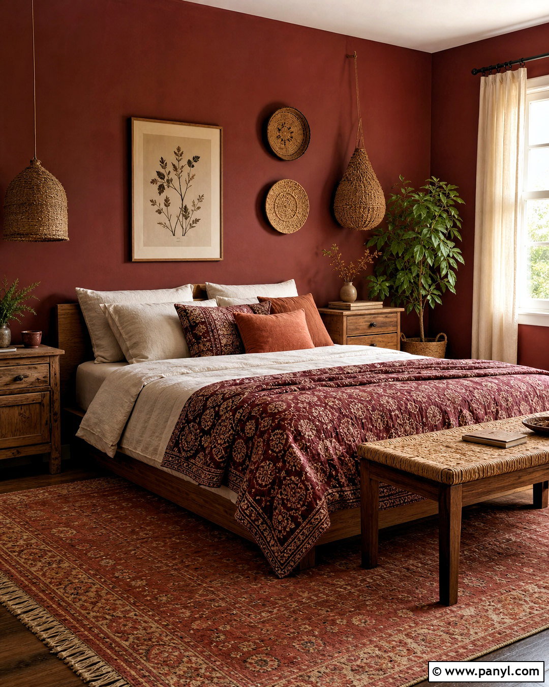 Wine Red Boho Bedroom - 20 wine red room ideas
