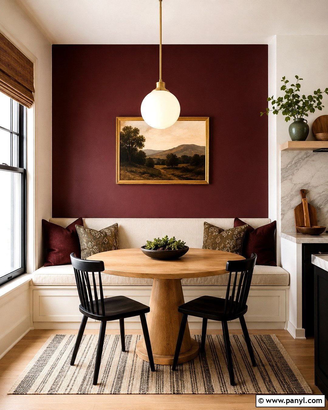 Wine Red Breakfast Nook Accent Wall - 20 Wine Red Accent Wall Ideas