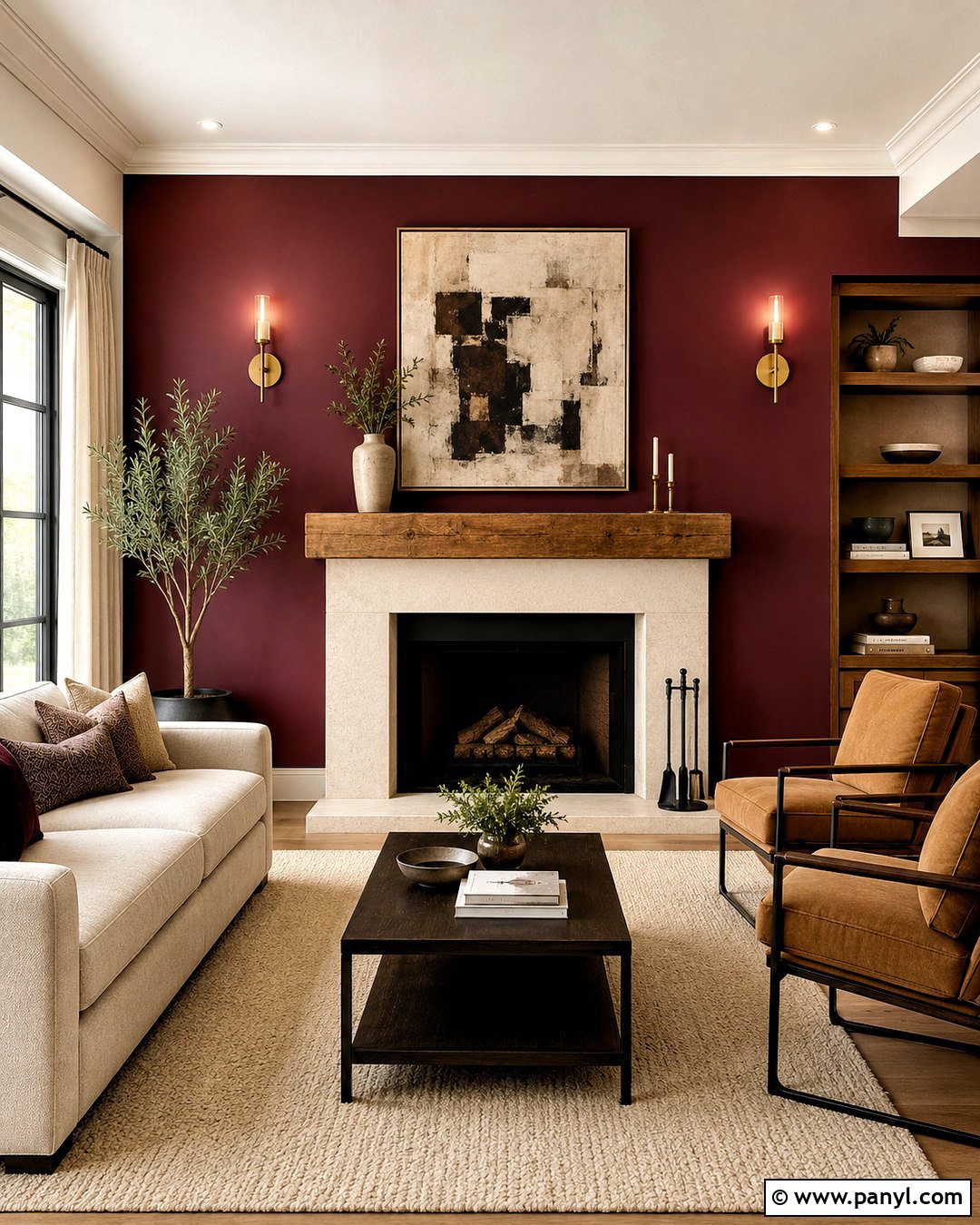 Wine Red Fireplace Accent Wall - 20 Wine Red Accent Wall Ideas