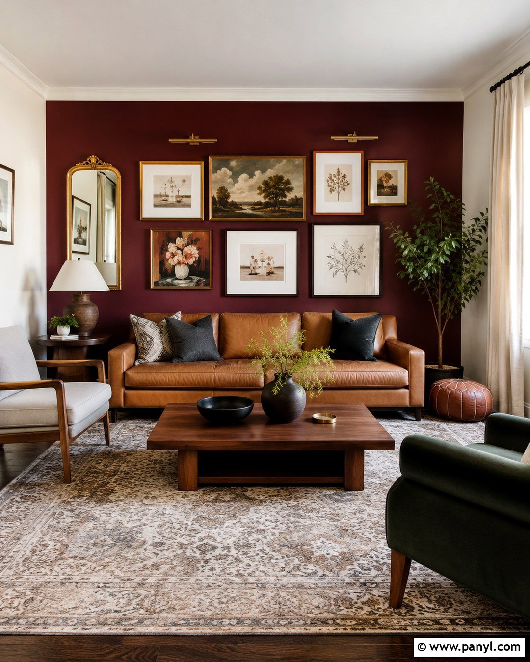 Wine Red Gallery Wall - 20 Wine Red Accent Wall Ideas