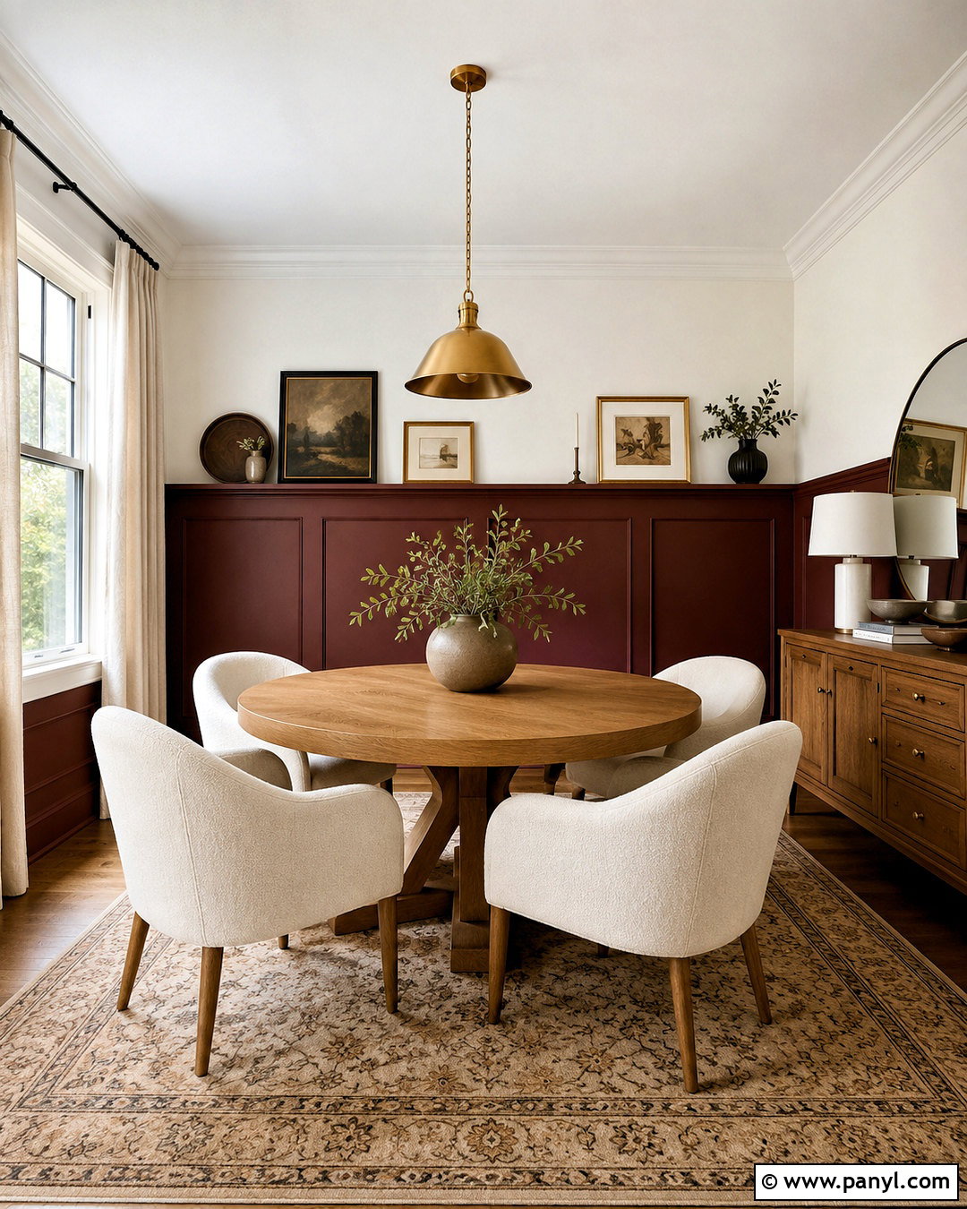 Wine Red Half Wall With Wainscoting - 20 Wine Red Accent Wall Ideas