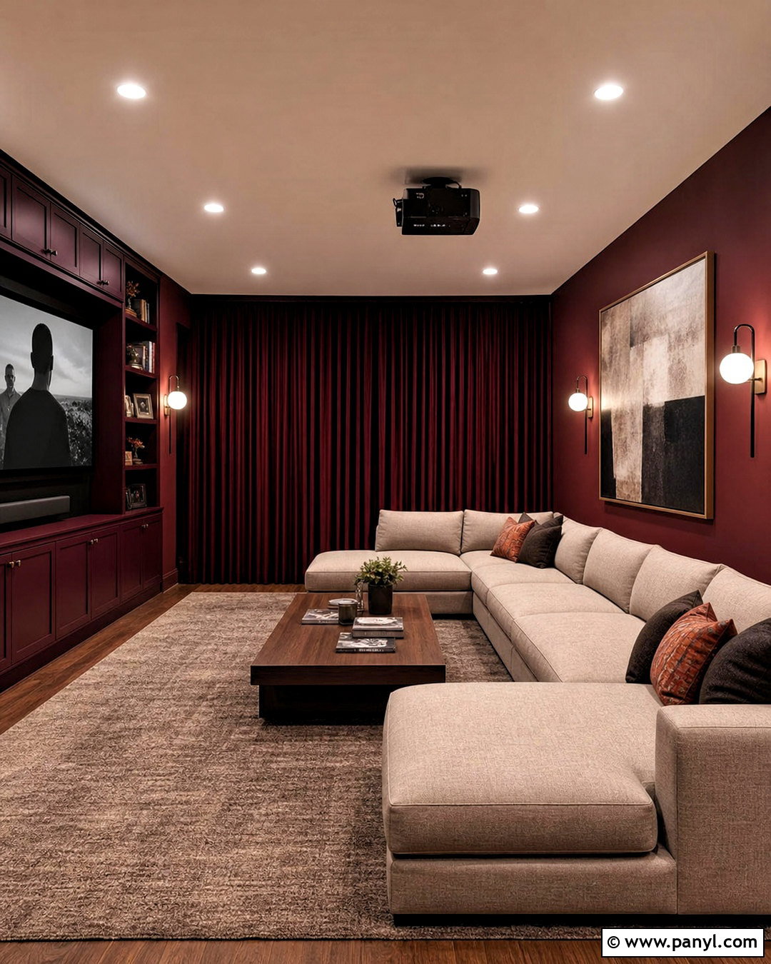 Wine Red Media Room - 20 wine red room ideas