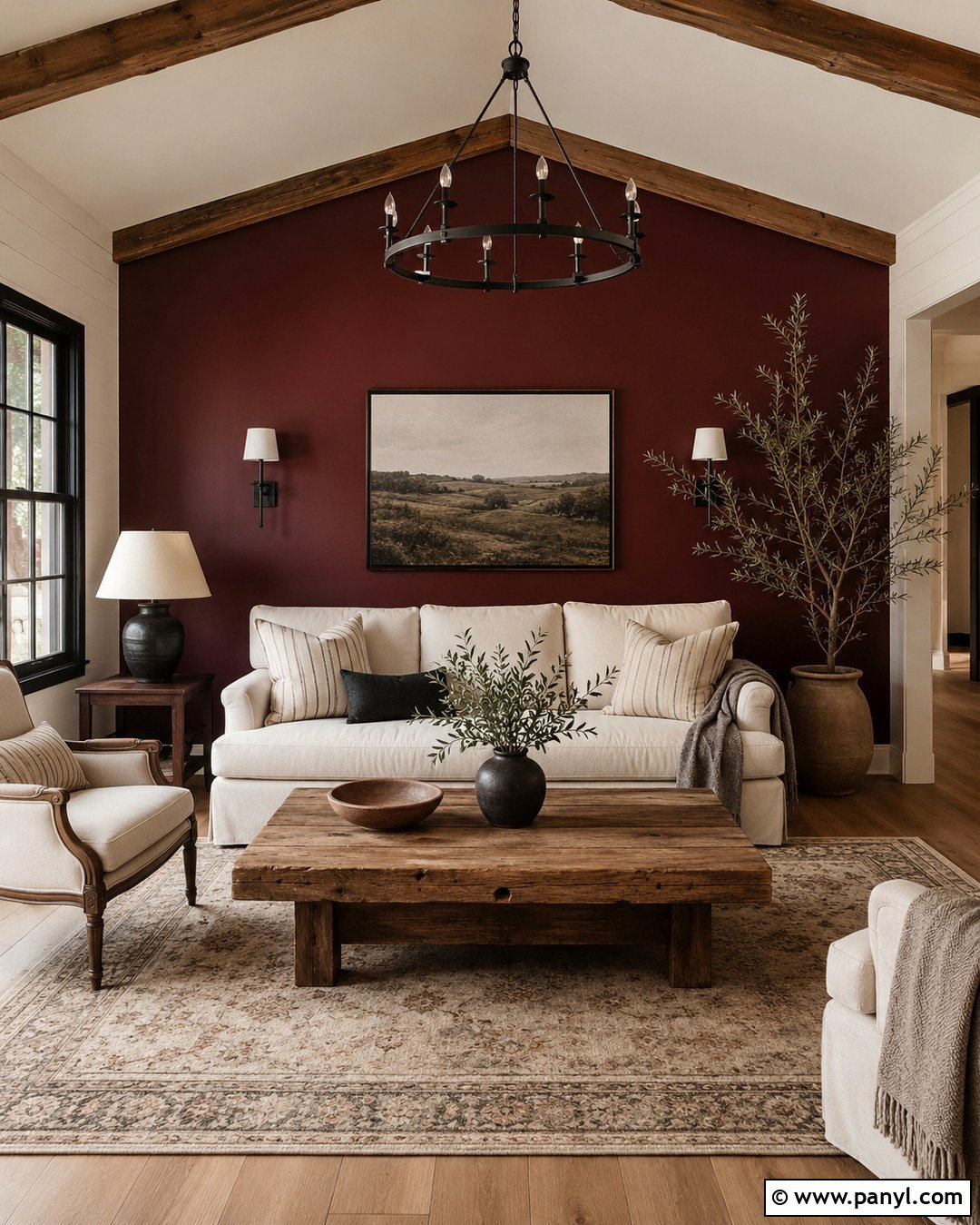 Wine Red Modern Farmhouse Accent Wall - 20 Wine Red Accent Wall Ideas