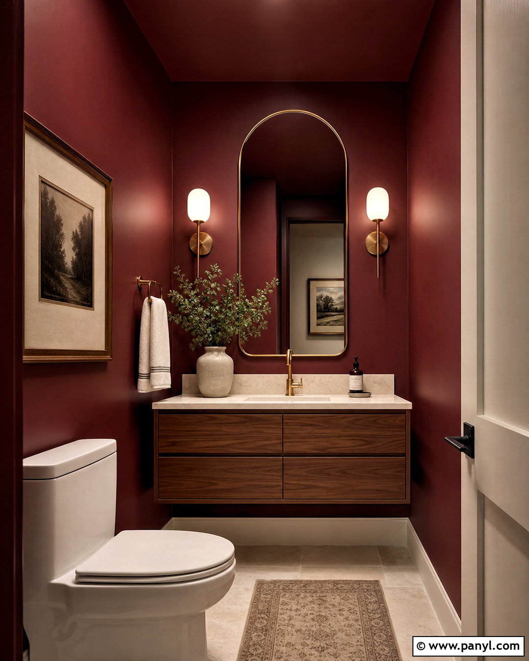 Wine Red Powder Room - 20 wine red room ideas