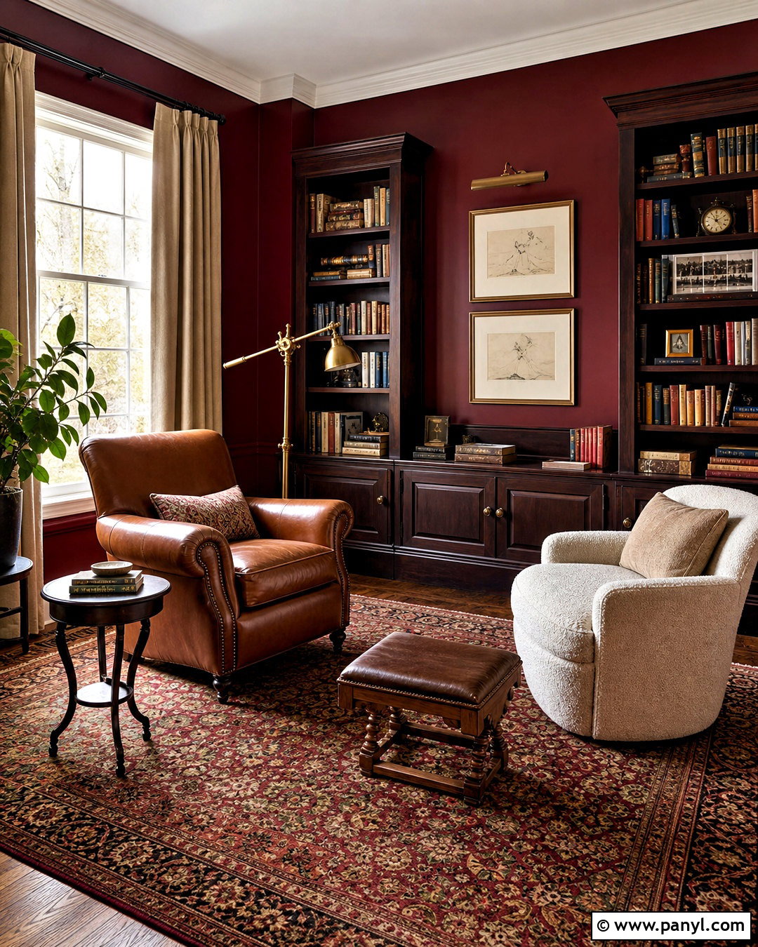 Wine Red Reading Room - 20 wine red room ideas