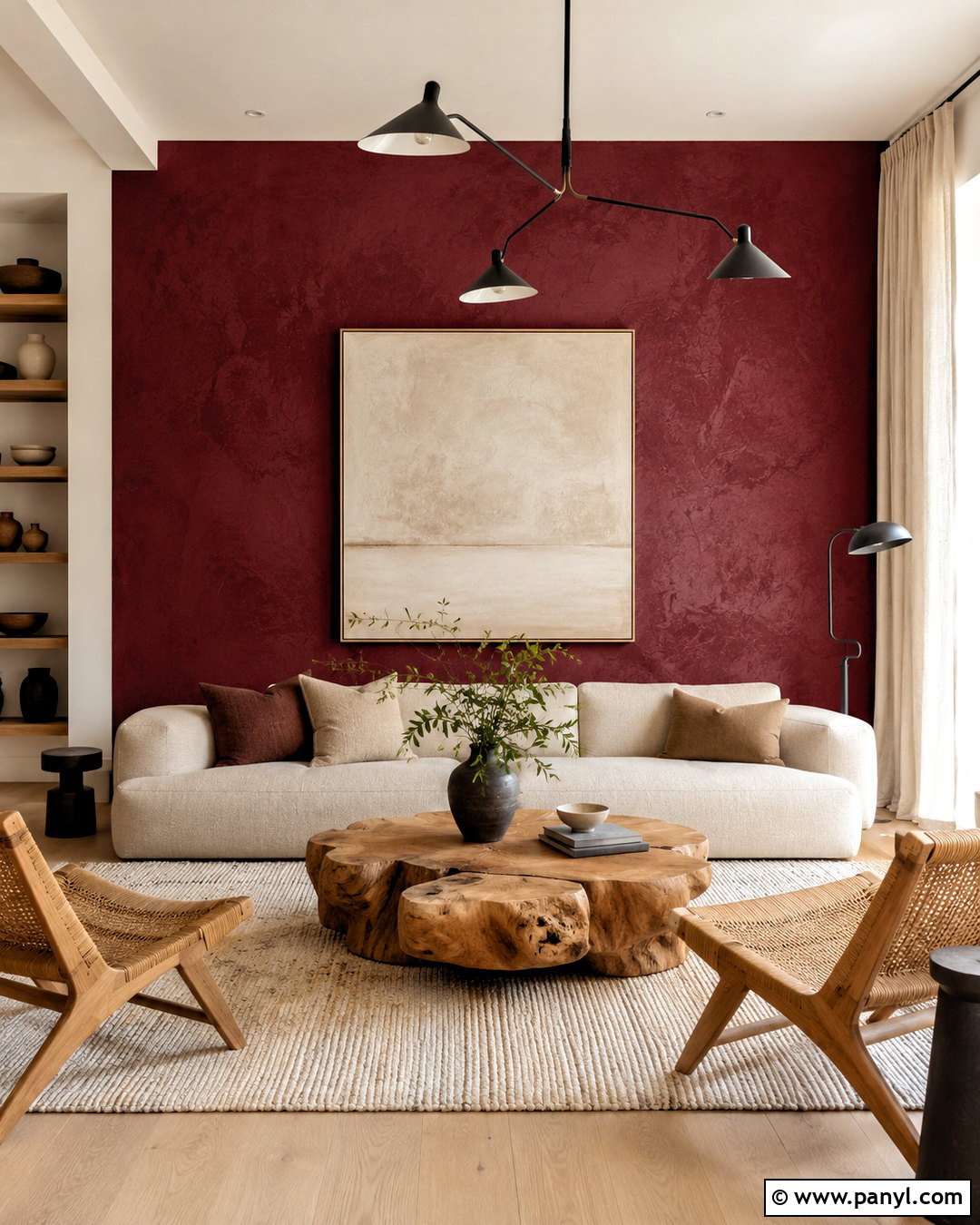 Wine Red Textured Accent Wall - 20 Wine Red Accent Wall Ideas