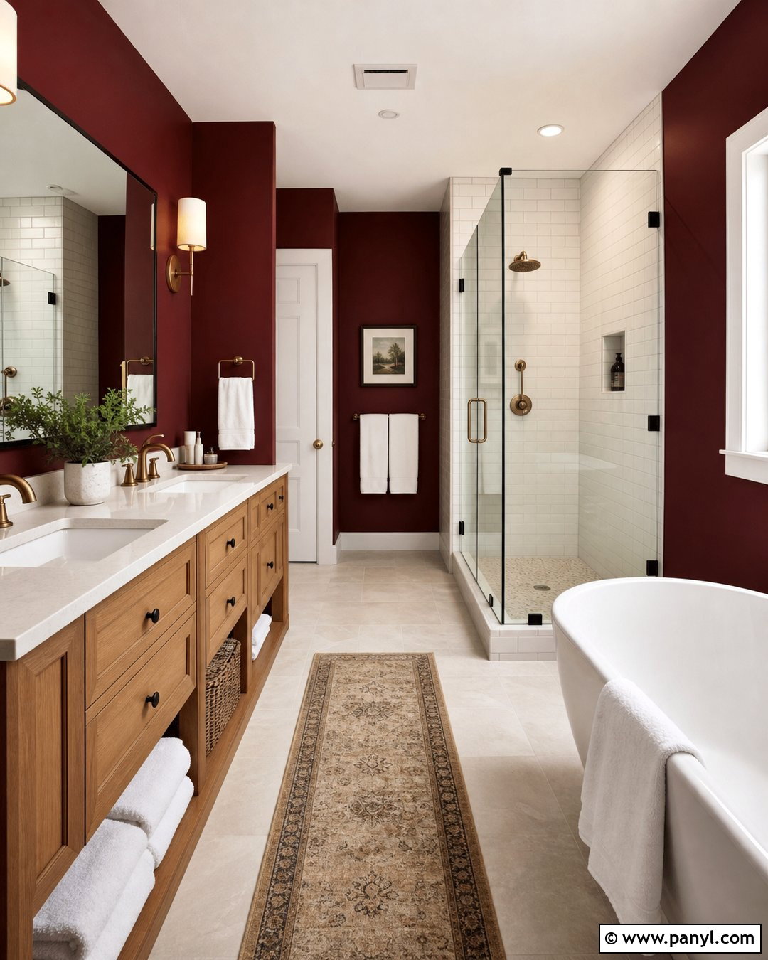 Wine Red Walls In A Bathroom - 25 Wine Red Walls