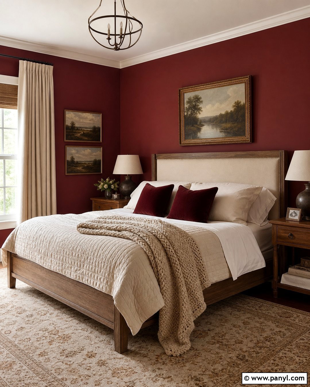Wine Red Walls In A Cozy Bedroom - 25 Wine Red Walls