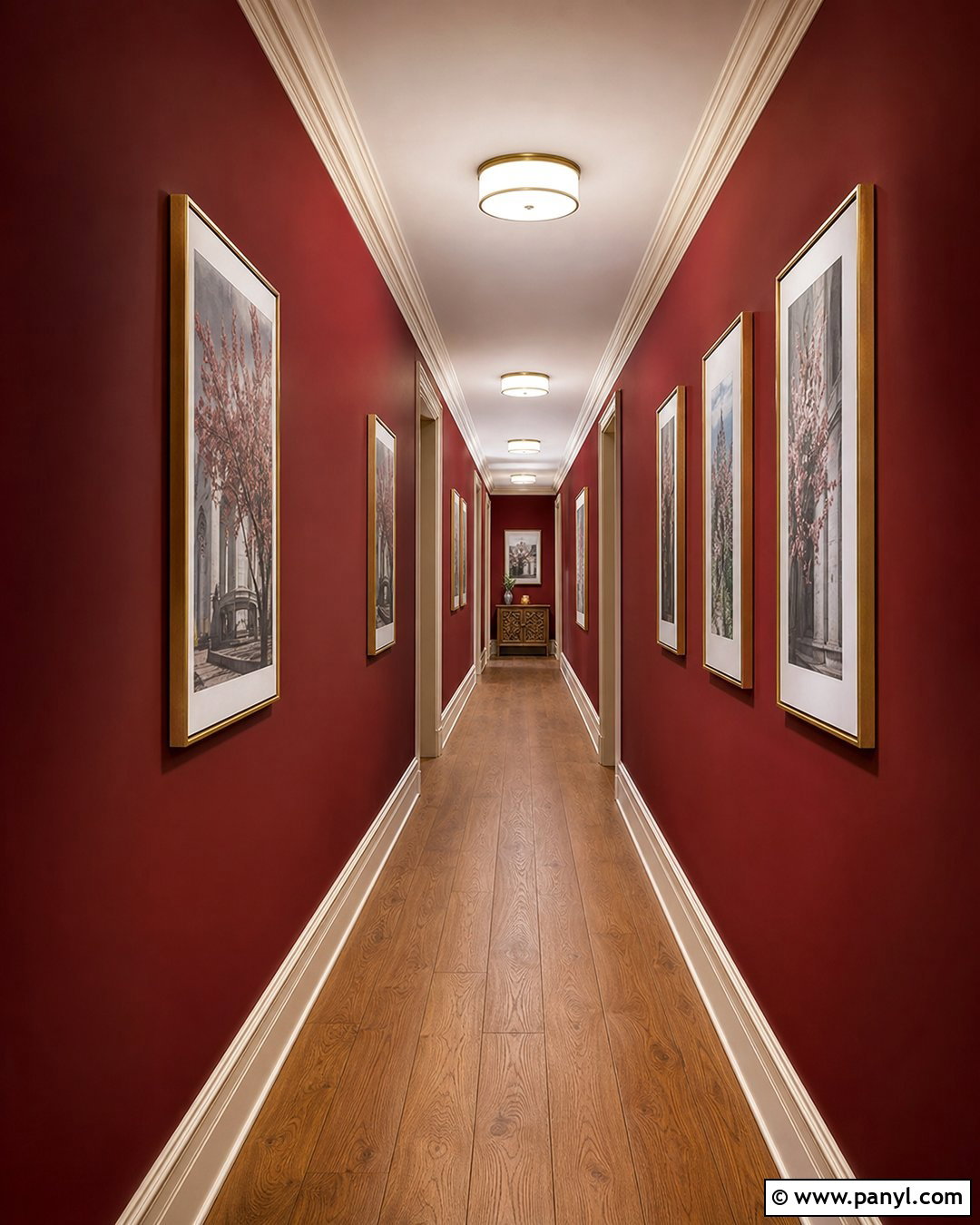 Wine Red Walls In A Hallway - 25 Wine Red Walls