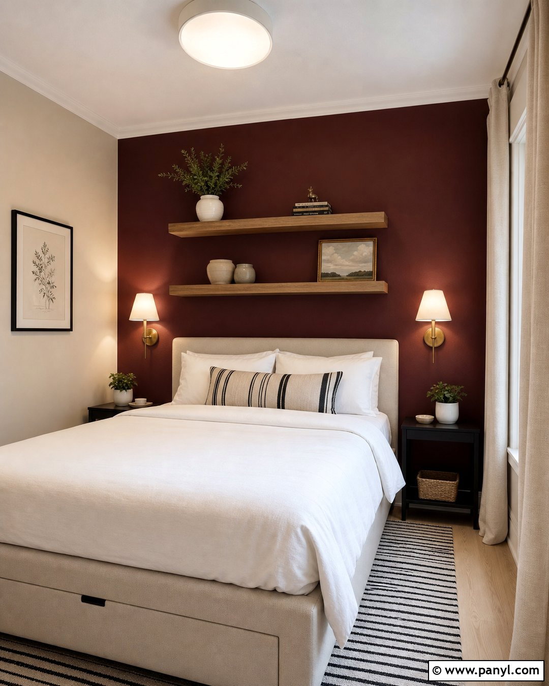 Wine Red Walls In A Small Bedroom - 25 Wine Red Walls