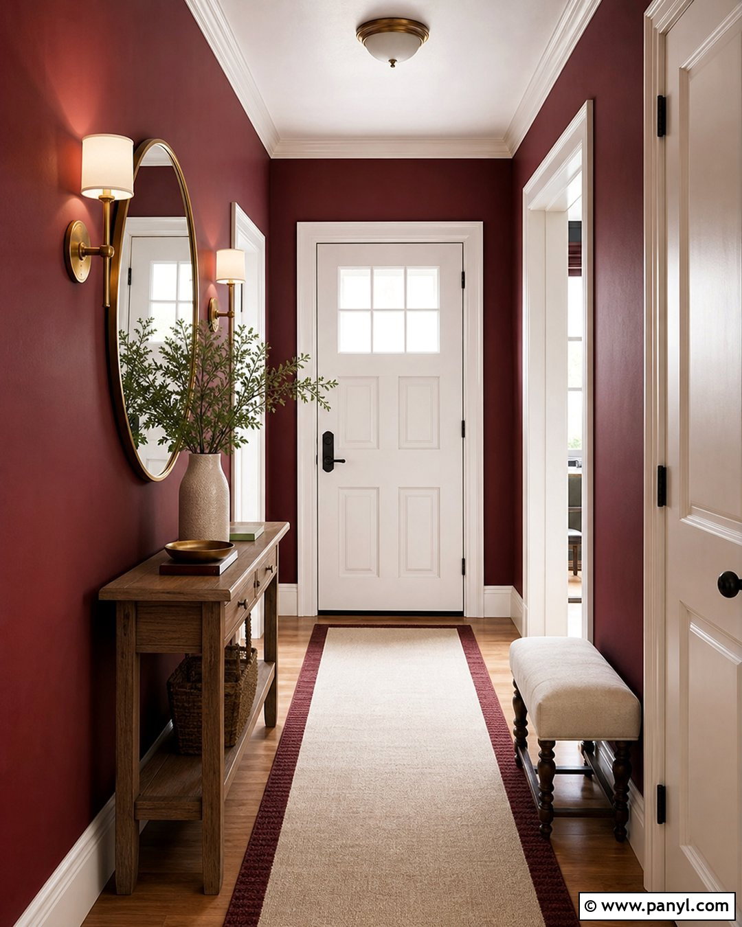 Wine Red Walls In An Entryway - 25 Wine Red Walls