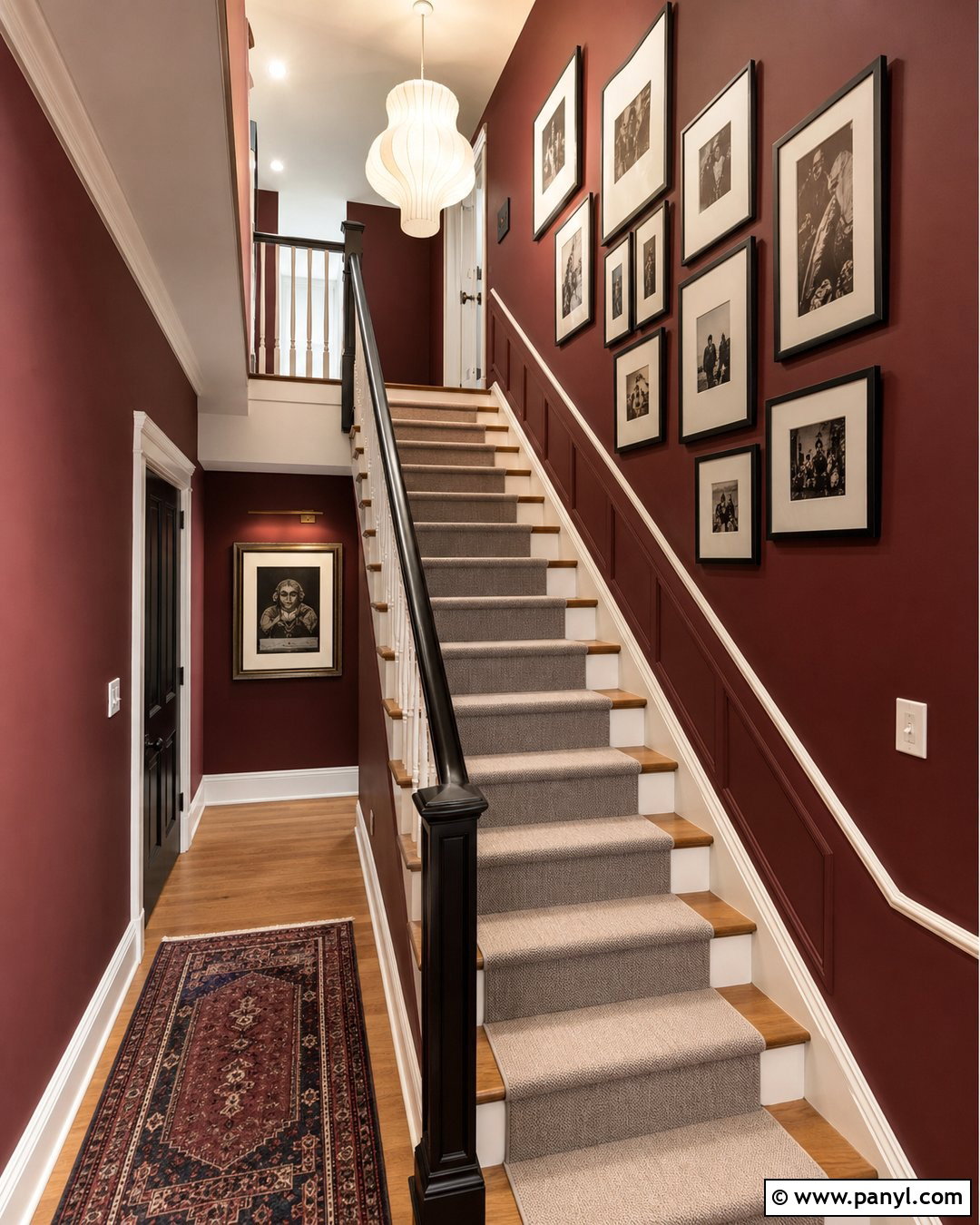 Wine Red Walls On A Staircase - 25 Wine Red Walls