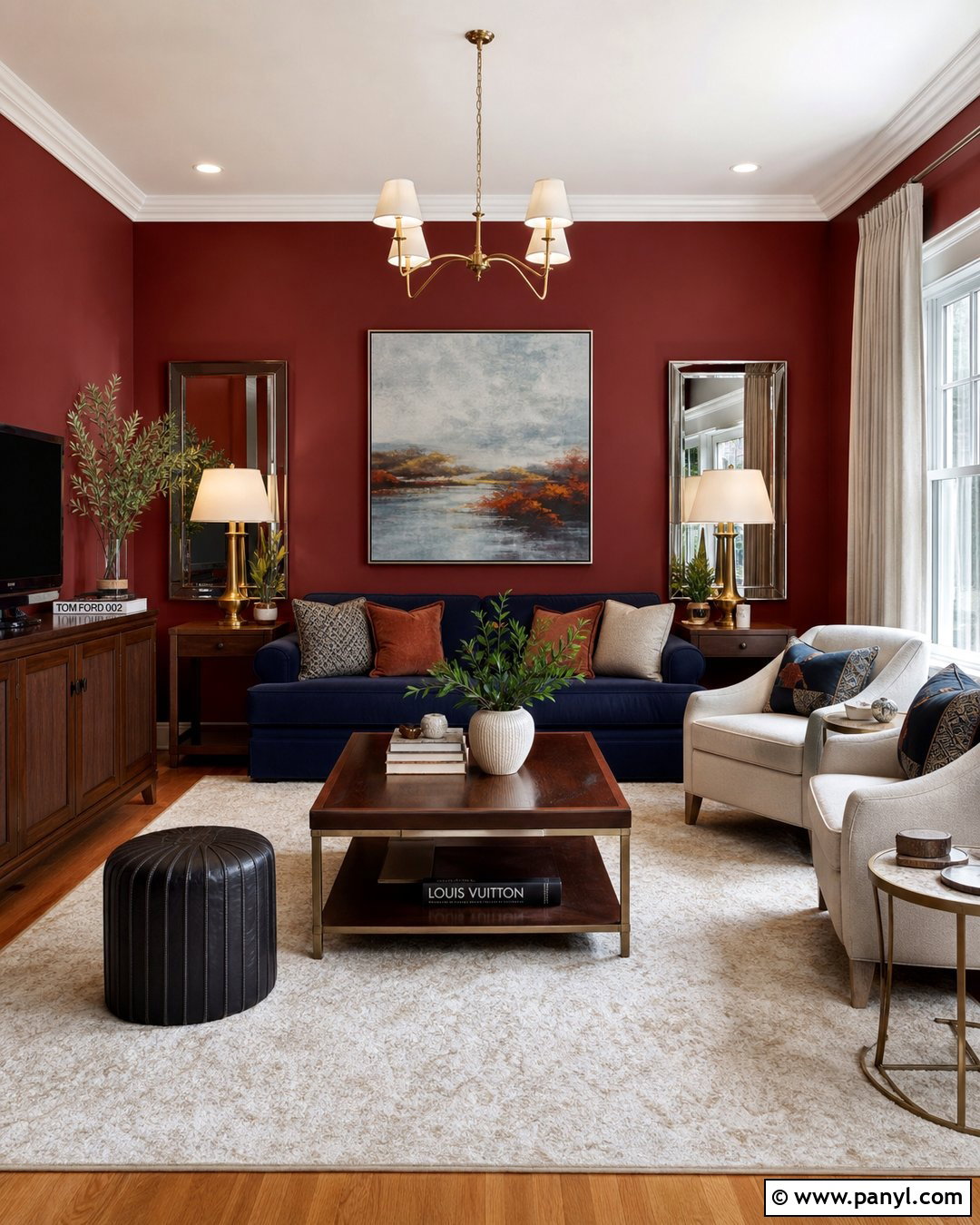 Wine Red Walls With Navy Blue - 25 Wine Red Walls