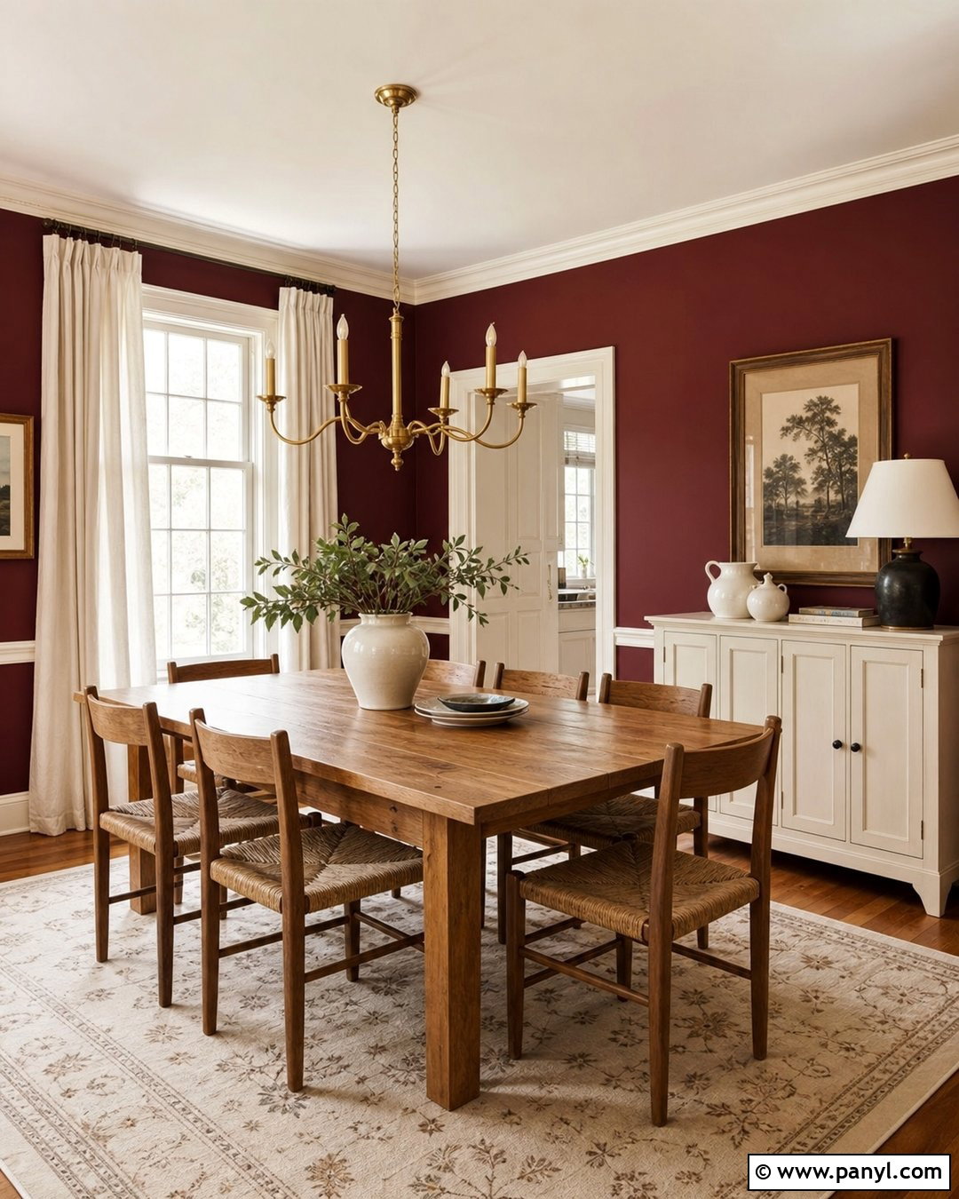 Wine Red Walls With White Trim - 25 Wine Red Walls