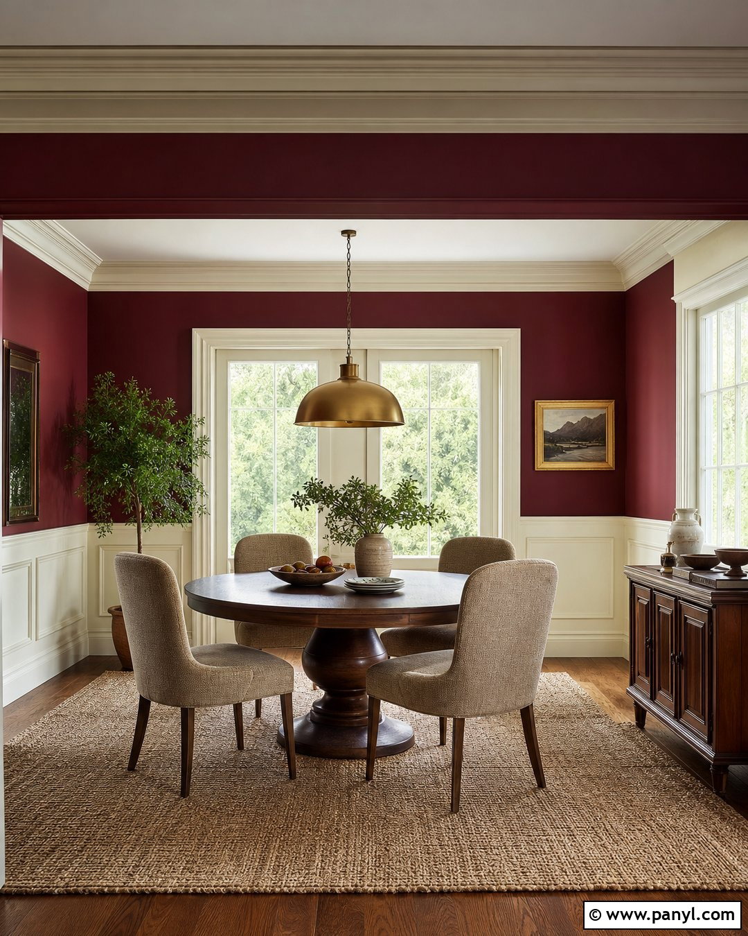Wine Red Walls With Wood Paneling - 25 Wine Red Walls