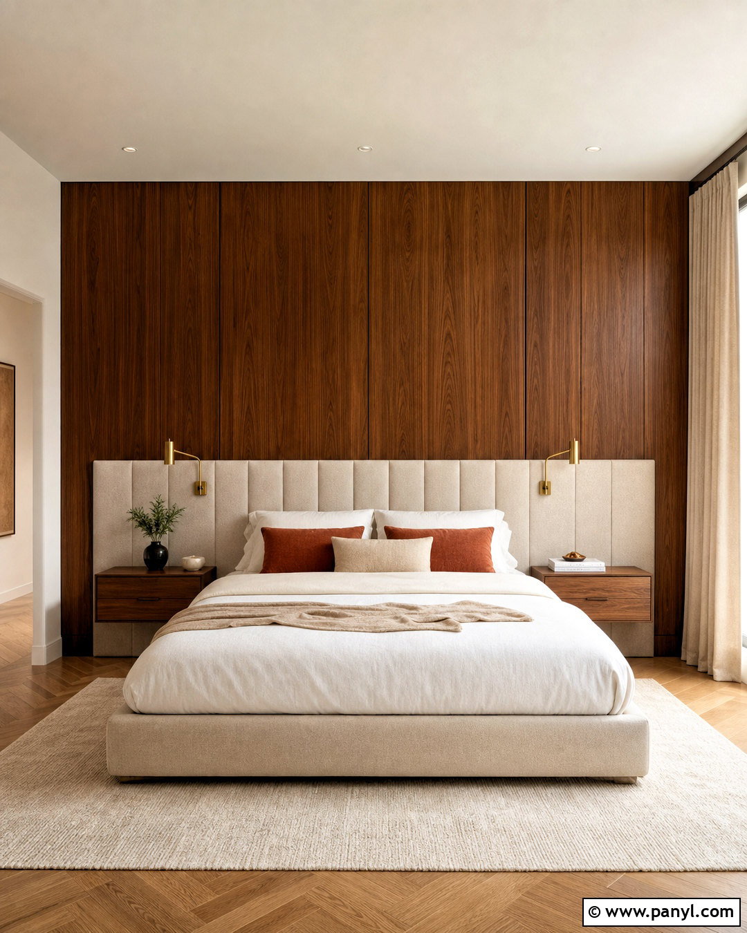 Wood Accent Wall With Built-In Headboard - 20 wood accent wall bedroom ideas