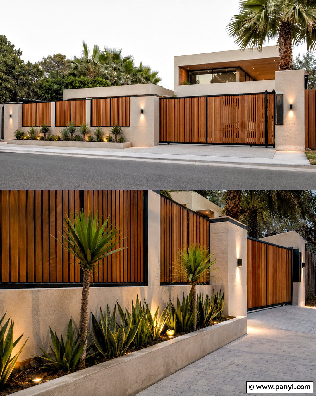 Wood And Concrete Compound Wall - 20 compound wall design exterior modern ideas