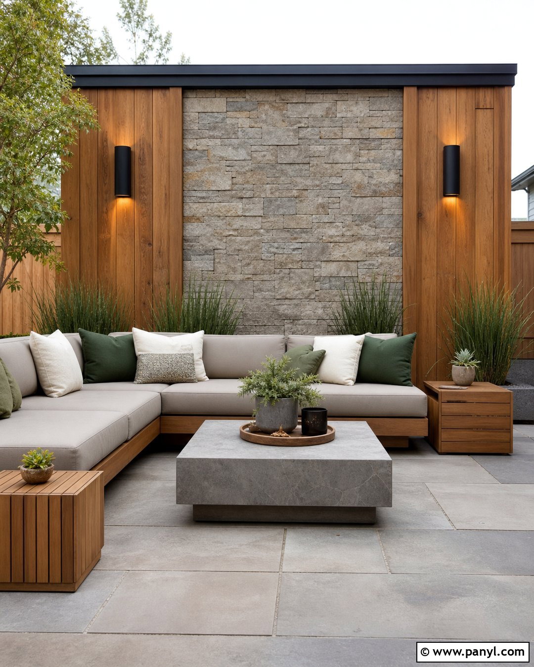 Wood And Stone Outdoor Accent Wall - 35 Outdoor Accent Wall Ideas